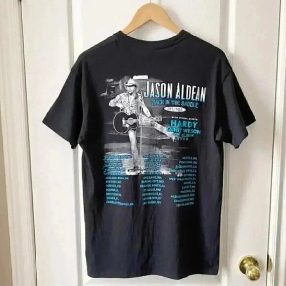 Jason Aldean T-Shirt Back in the Saddle 2021 Concert Tour Band Tee Black Medium - Picture 5 of 16